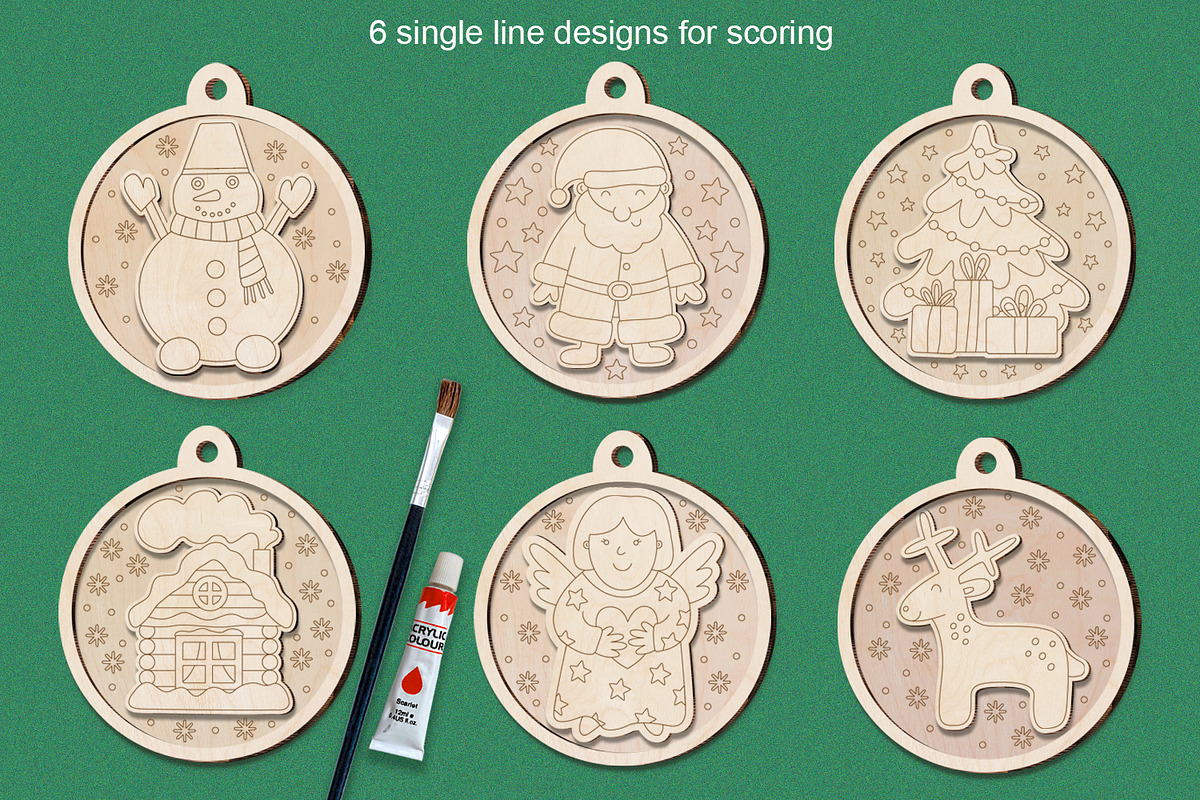 Christmas Ornaments Glowforge Laser, an Object Graphic by Anna Druzhkova (Photo 5 of 9)