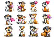 Quirky Valentines Dogs Clipart, an Illustration by DreamArtGraphic (Thumbnail 4 of 4)