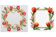Embroidered flower tulip background, a Background Graphic by IrySha (Thumbnail 3 of 4)