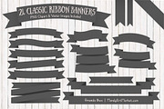 Pewter Ribbon Banner Clipart, an Illustration by Amanda Ilkov (Thumbnail 1 of 4)