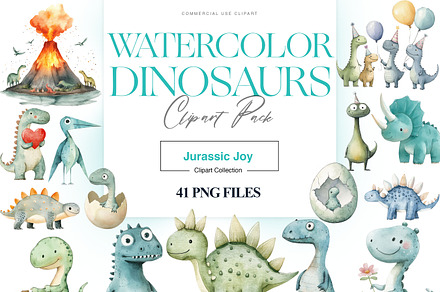 Cute Dinosaur Clipart, Baby Dinosaur, an Animal Illustration by BrushstrokeArtGB