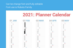 Calendar 2021 Vertical Design