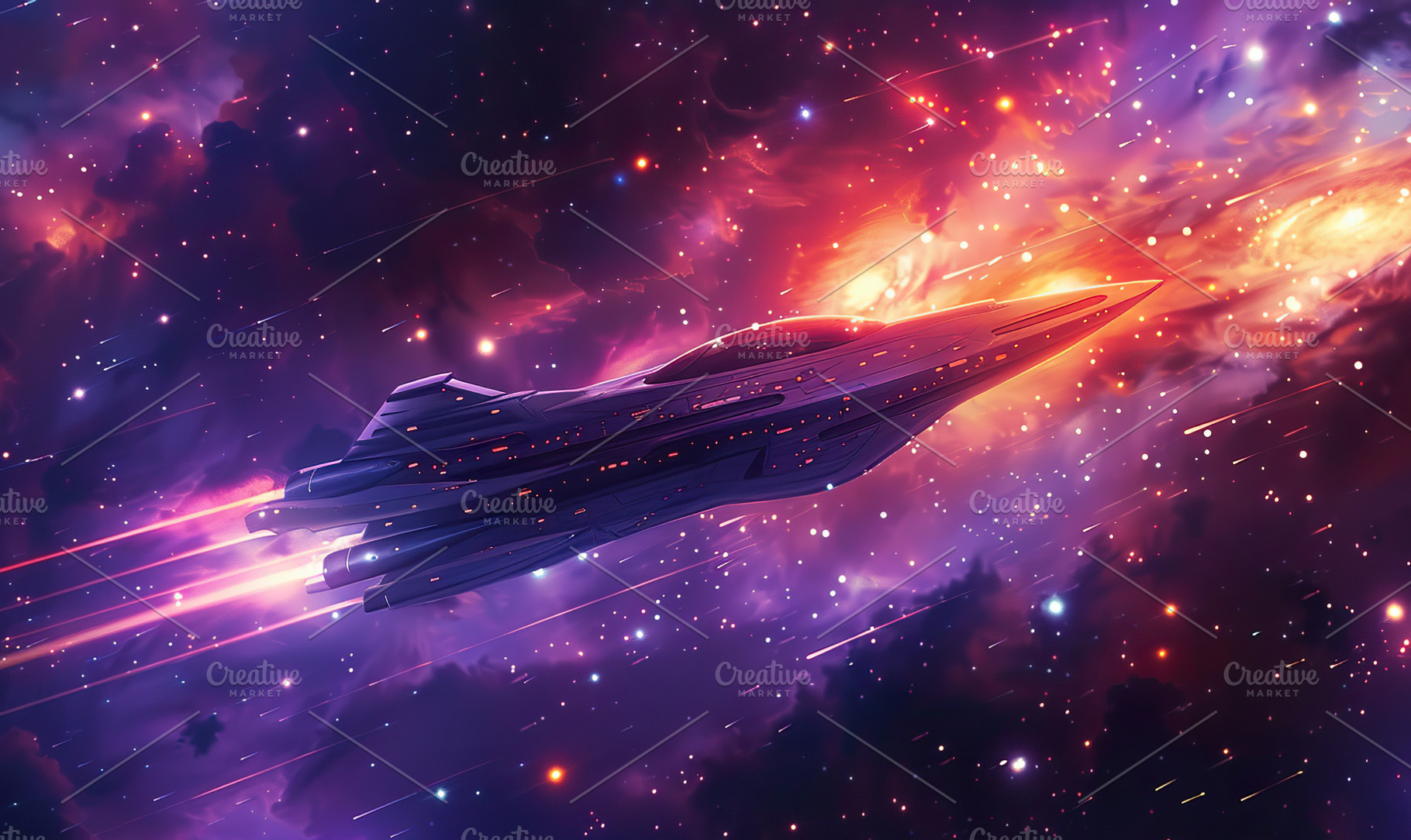 Illustrate a space travel scene feat, a Photo by LOGOCREATIVE
