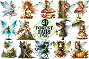 Forest Fairy Watercolor Clipart, an Illustration by Pixels.Craft (Thumbnail 1 of 7)