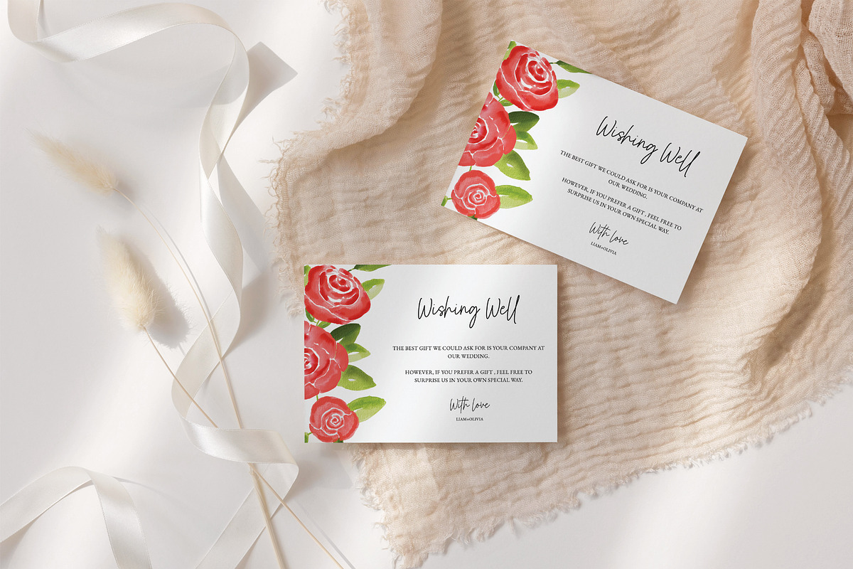 Red Rose Floral Wishing Well, a Stationery Template by Beyond Muse (Photo 3 of 3)