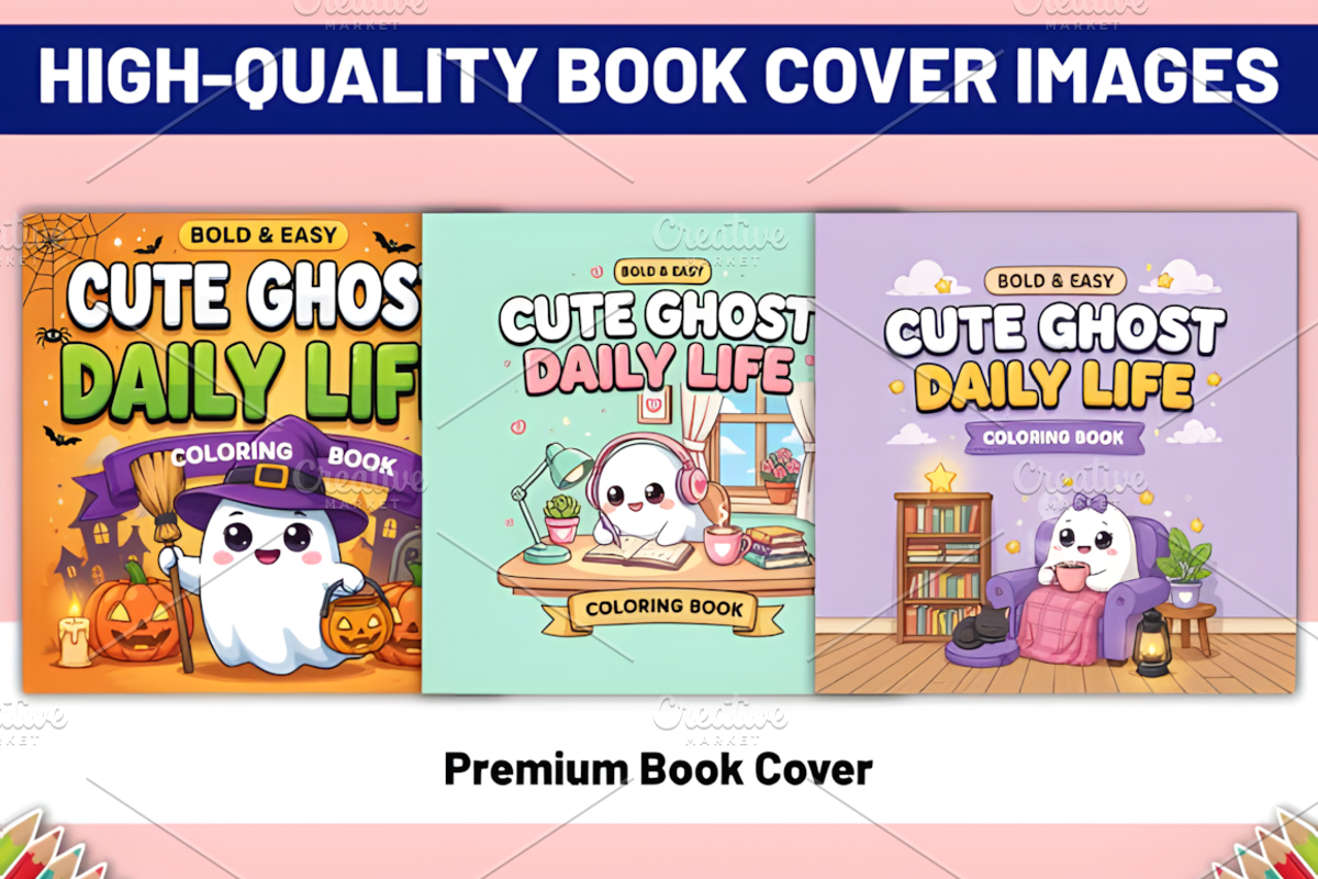 Easy Cute Ghost Daily Life Coloring, a Seasonal Illustration by Coco Bloom (Photo 3 of 4)