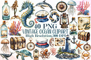 Vintage Ocean Clipart Bundle, an Illustration by Sublimation Artist (Thumbnail 1 of 6)
