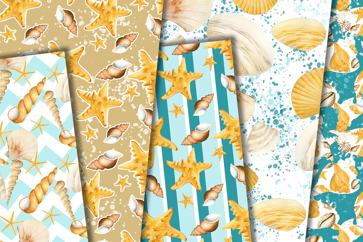 Seashell paper pack, a Pattern Graphic by DarinaDigital (Photo 2 of 4)