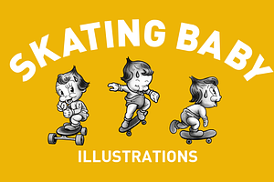 Skating Baby Illustrations