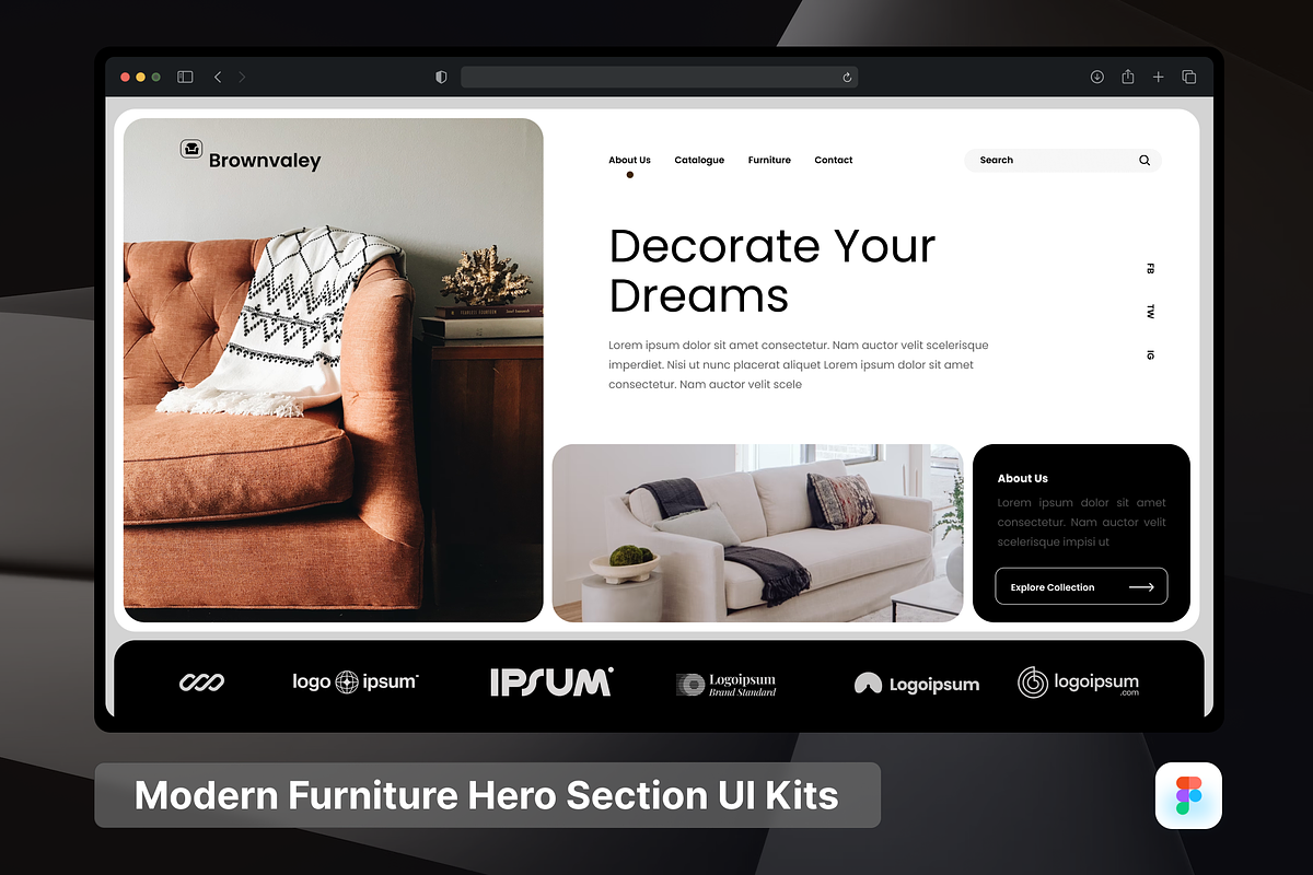 Brwly - Modern Furniture Hero Header, an UI Kit Template by SquidPixey (Photo 1 of 3)