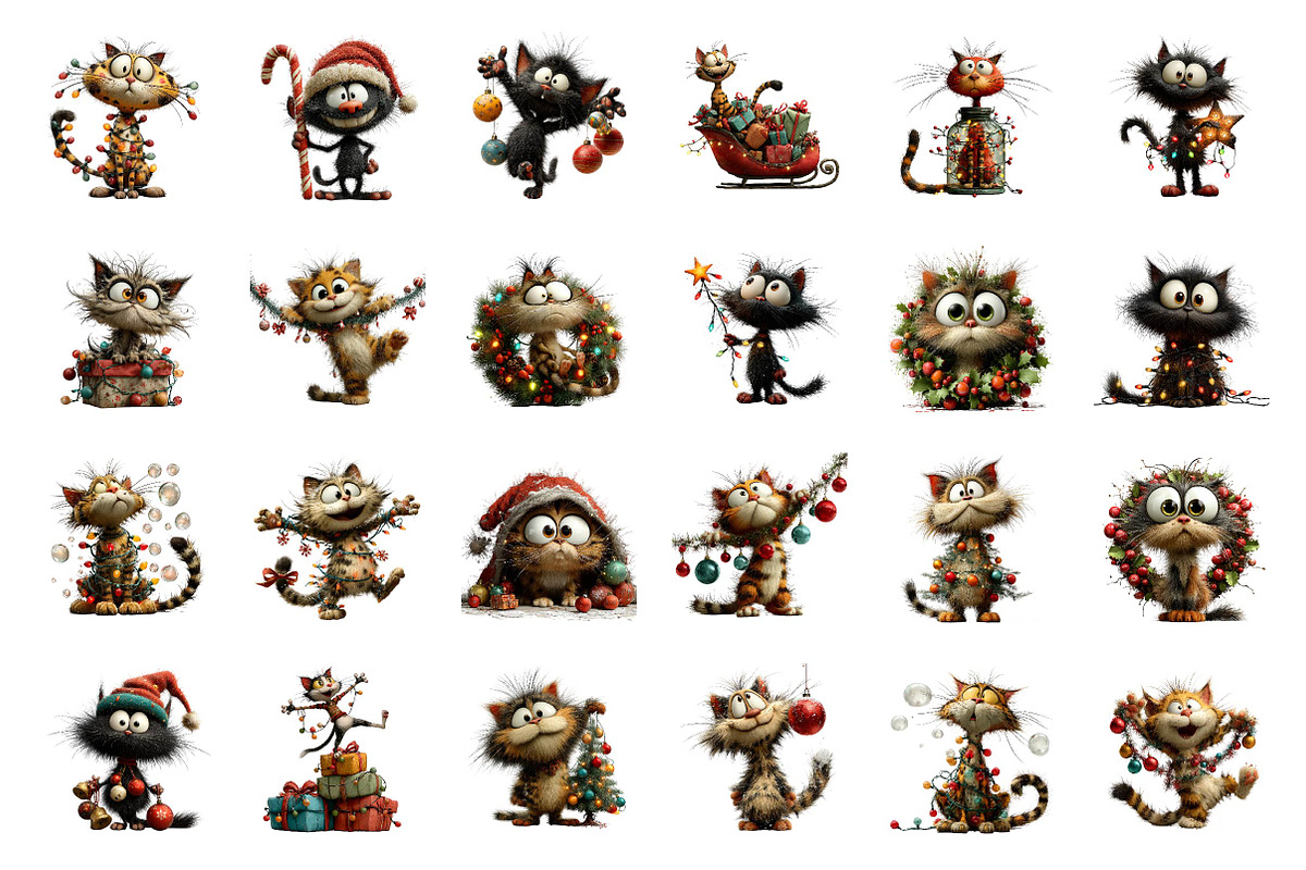 Whimsical Funny Christmas Cat, a Seasonal Illustration by fashionaddict (Photo 4 of 6)