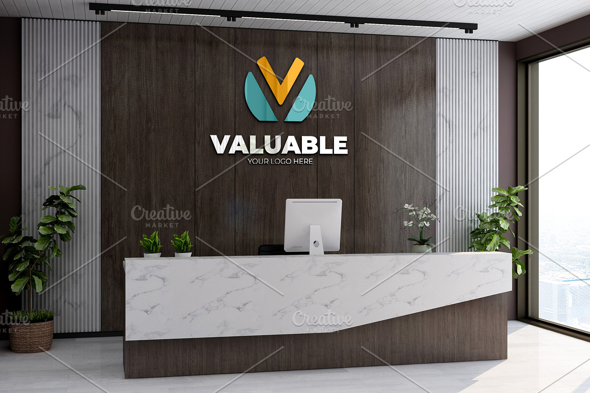 PSD Office Receptionist Wall Mockup, a Product Mockup by Ayy (Photo 4 of 14)