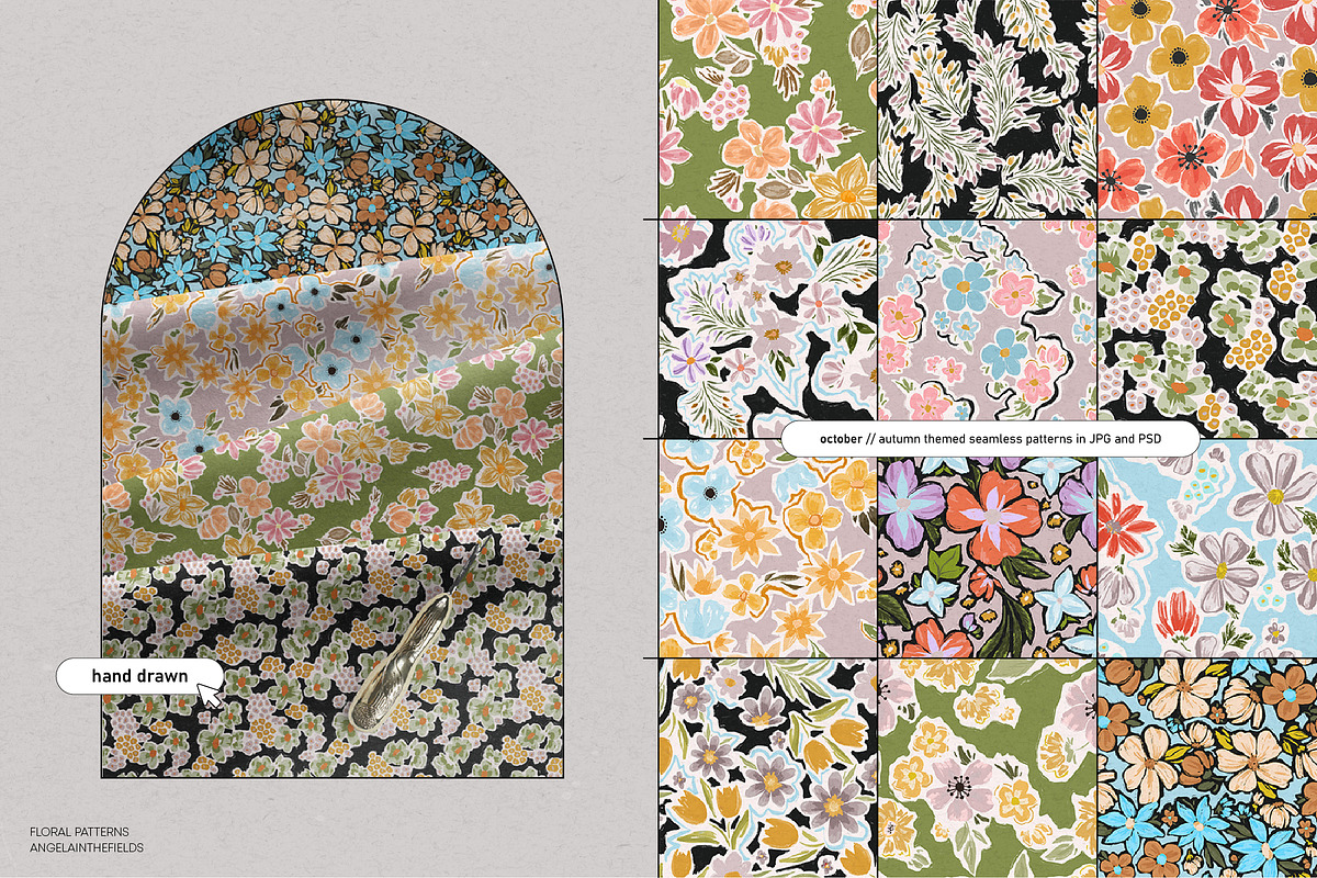 36 Autumn Floral Patterns, a Pattern Graphic by angelainthefields (Photo 5 of 7)