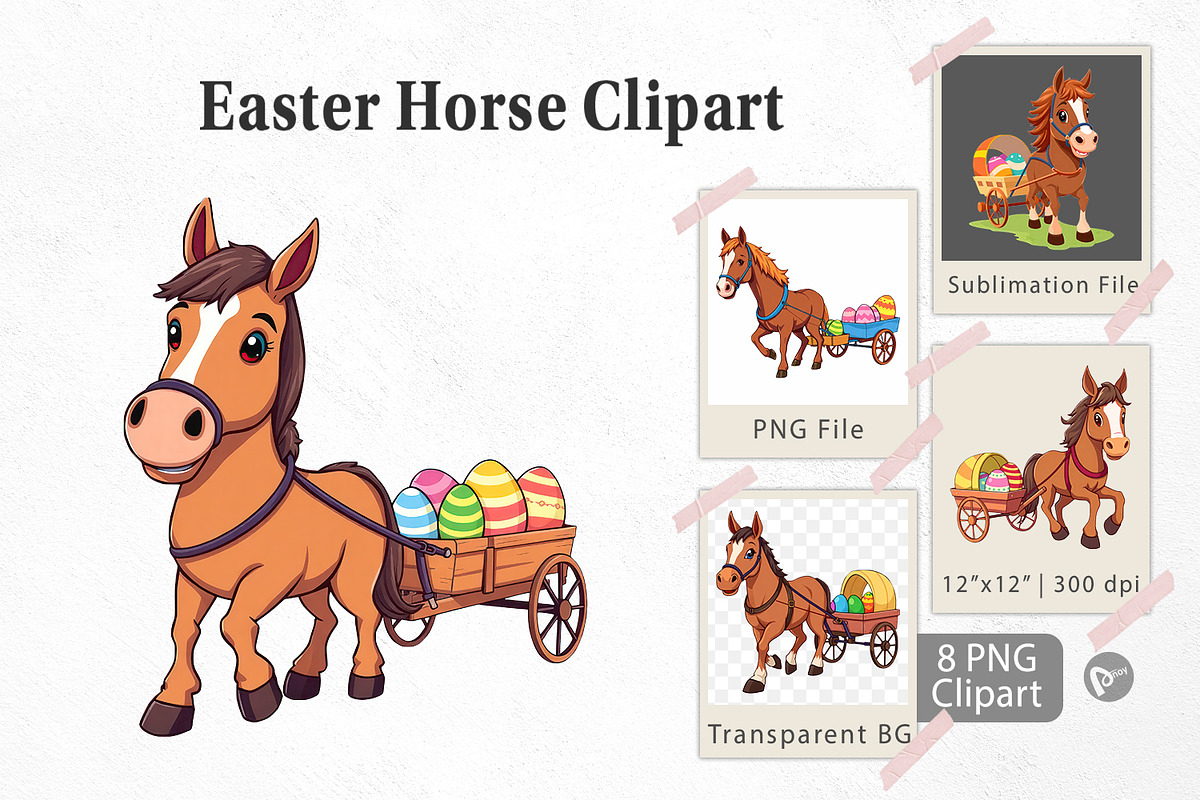 Easter Horse Clipart, a Graphic by Artnoy (Photo 1 of 5)