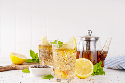 Iced chia seeds tea or lemonade