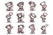 Whimsical Valentine Teddy Bear Clipa, an Illustration by Design Market (Thumbnail 2 of 3)