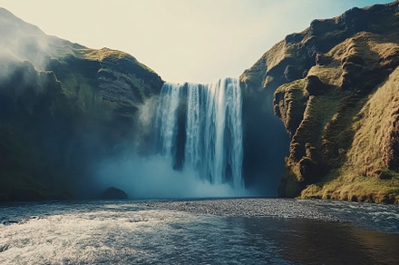 Cinematic slow motion of Skogafoss w, a Photo by Iftikhar Alam
