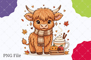 Fall Highland Cow Ghost Halloween, an Illustration by designcity5 (Thumbnail 1 of 8)