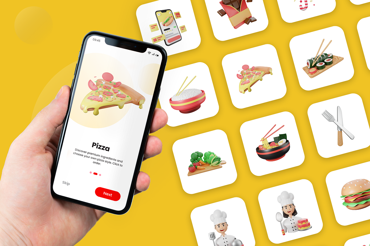 3D Animated Food Icons, a Food & Drink 3D Model by Flat Icons (Photo 4 of 5)
