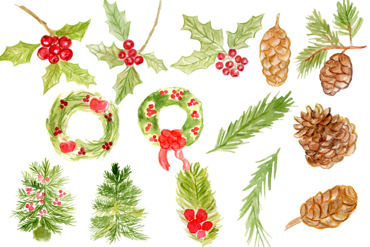 Watercolor Winter Foliage Christmas, an Illustration by Sandra Jones Art (Photo 3 of 4)