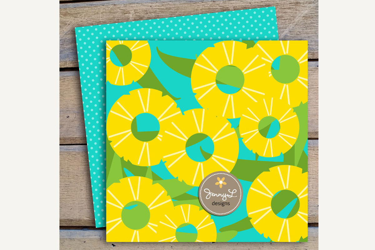 Pineapples Digital Paper and Clipart, a Pattern Graphic by JennyL Designs (Photo 2 of 4)