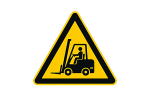 Yellow triangular forklift warning