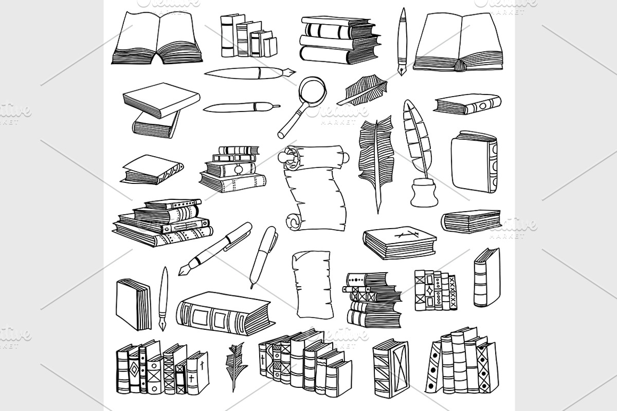 Hand Drawn Illustrations of Books, an Education Illustration by IllustrationArtShop