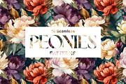 10 Watercolor Peonies Patterns, a Pattern Graphic by Motifs (Thumbnail 4 of 12)