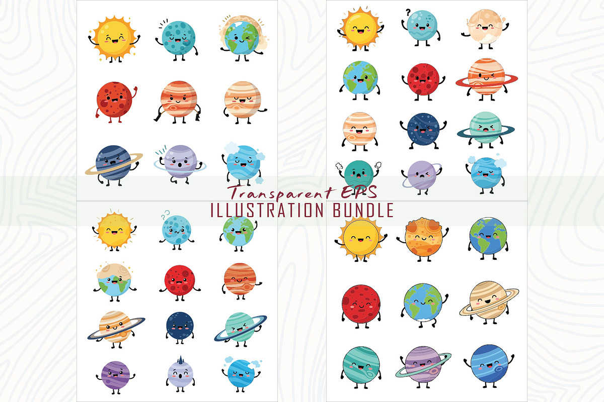 Charming cartoon planets and sun, a Decorative Illustration by Sofia's Fashion (Photo 2 of 3)