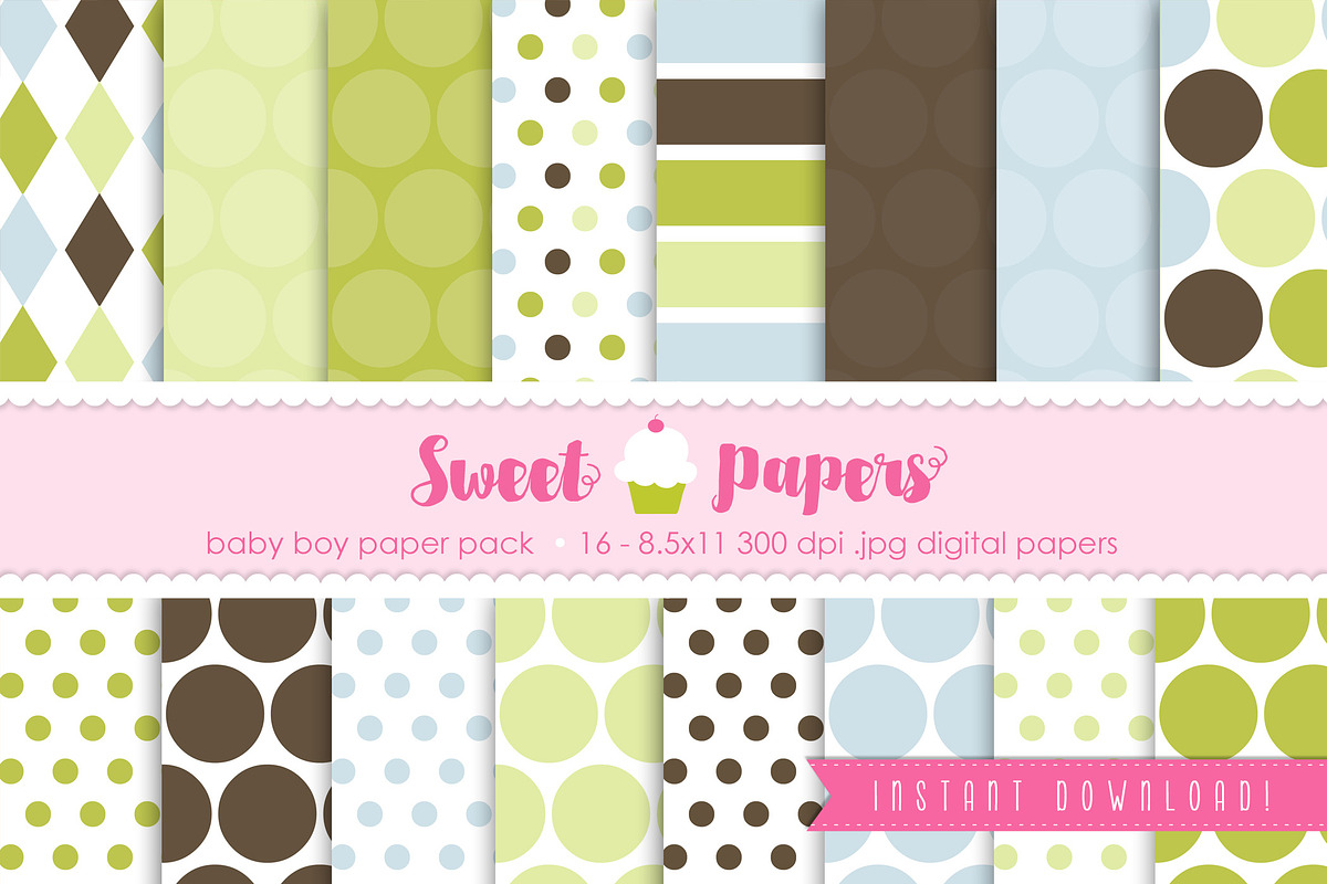 Baby Boy Digital Paper SPBB01, a Pattern Graphic by Sweet Papers