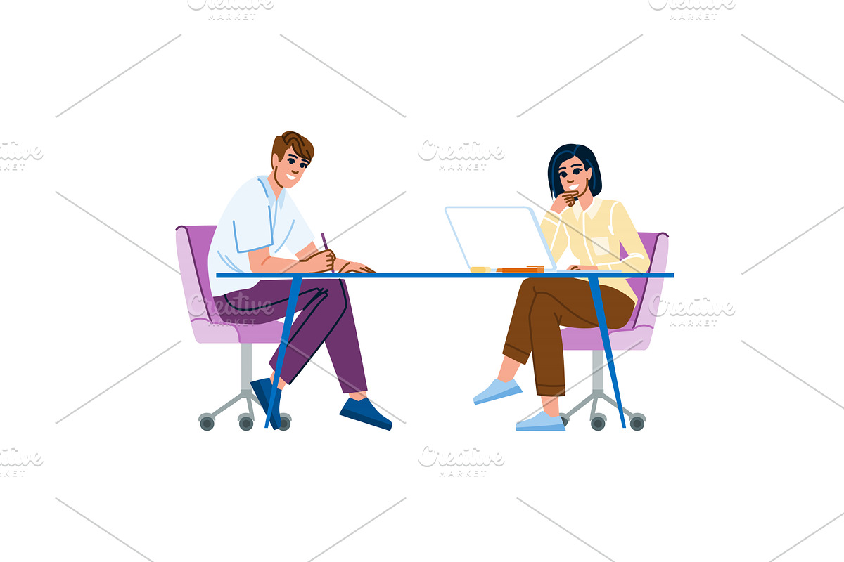 Office workers collaborating on, a Person Illustration by pikepicture