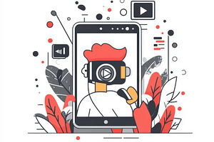 Smartphone Video Blogger Streaming L, an Abstract Photo by Pixeness Studio