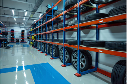 Spacious tire storage facility with, an Industrial Photo by Ylivdesign