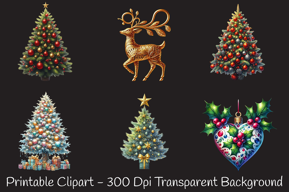 Christmas Tree & Ornaments Cliapart, an Illustration by RobertsArt (Photo 6 of 7)