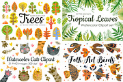 Watercolor Bundle 40 sets clipart., an Animal Illustration by Kira Konoshenko (Thumbnail 3 of 12)