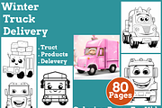 Winter Truck Delivery Coloring Pages, an Animal Illustration by martinblan (Thumbnail 1 of 4)