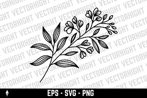 Branch in engraving style isolated, an Object Illustration by Vectorhight