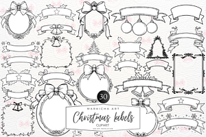 Christmas Labels Clipart, an Illustration by Markicha Art