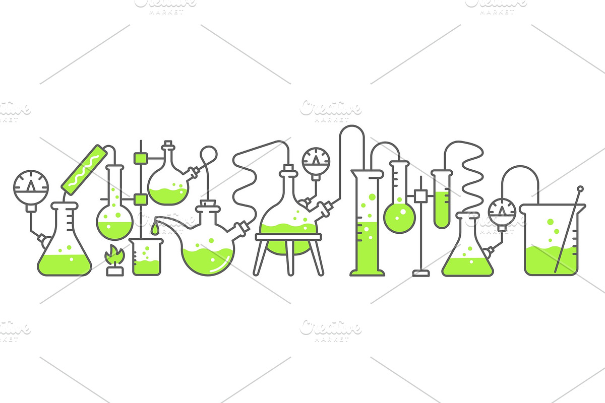 Chemistry science horizontal banner, an Education Illustration by Ilia Design