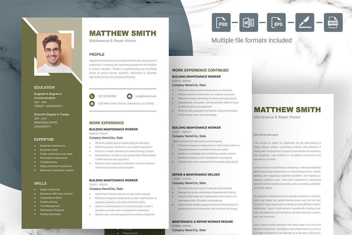 Professional CV/Resume Template, a Resume Template by ResumeInventor (Photo 4 of 6)