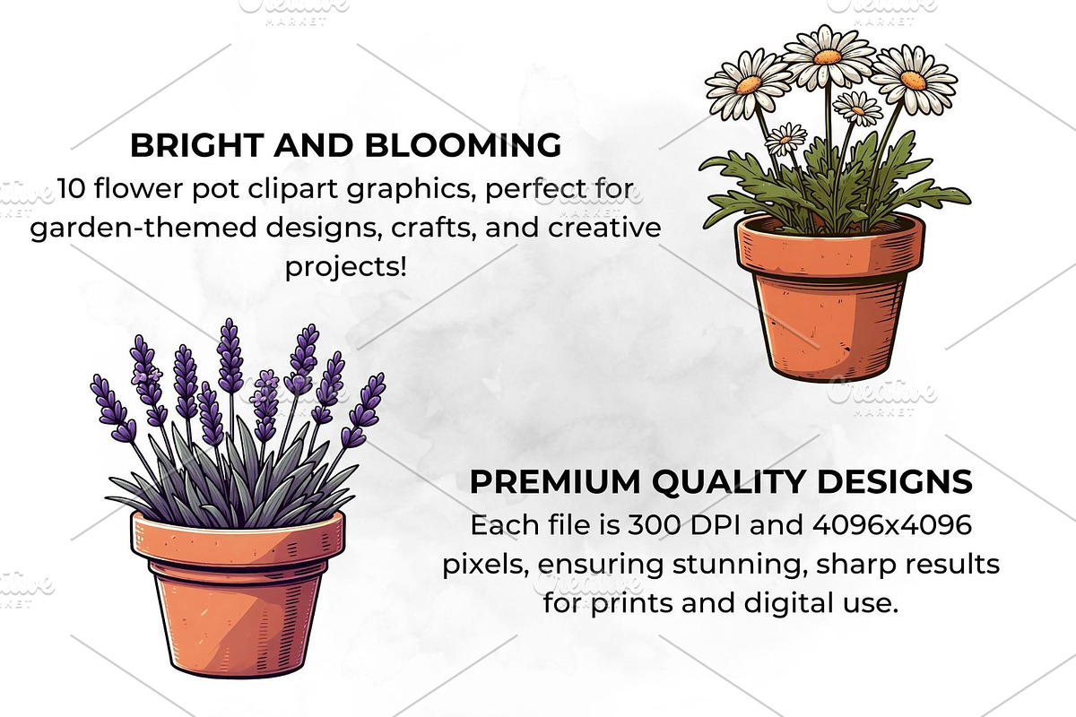 Flower Pot Clipart Garden PNG Art, a Decorative Illustration by QM_ART (Photo 3 of 7)