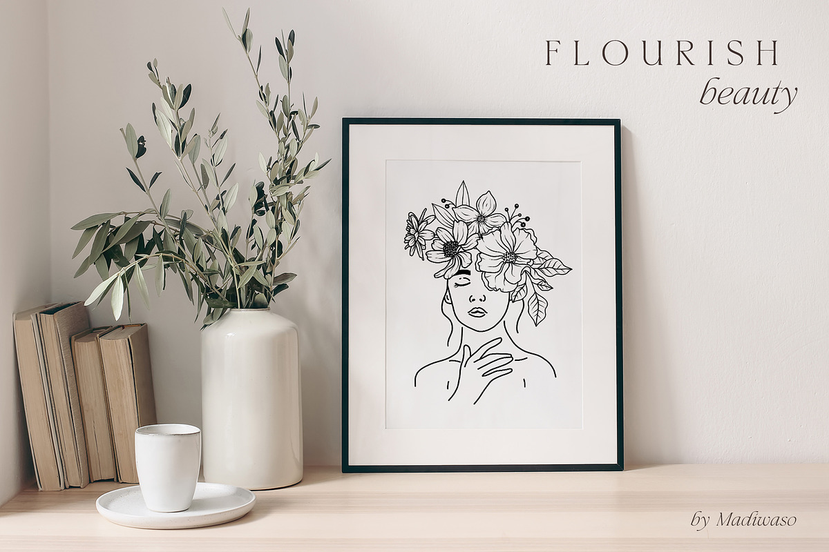 Woman body & flowers - line art set, a Person Illustration by Madiwaso (Photo 9 of 9)