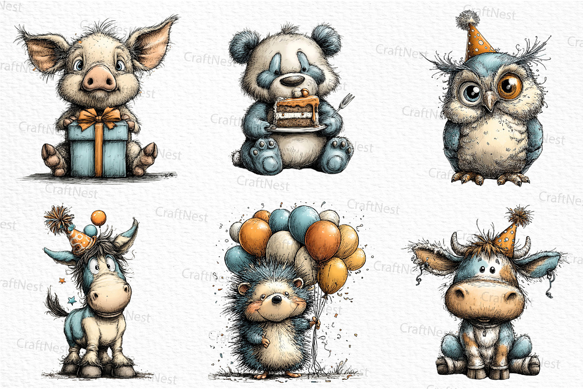 Birthday Animals Clipart, an Illustration by Craft Nest (Photo 3 of 6)
