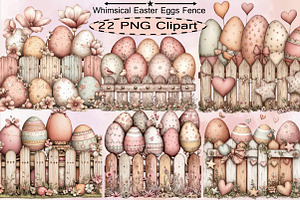 Whimsical Easter Eggs Fence Clipart, an Illustration by SVGArt
