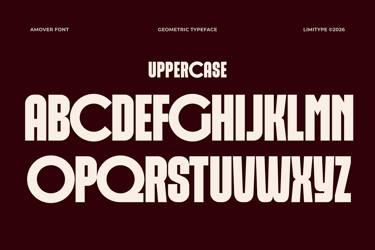 Amover - Bold Geometric Font, a Sans Serif Font by limitype (Photo 7 of 12)