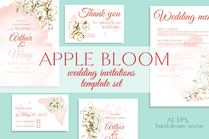 Apple bloom wedding invitations set