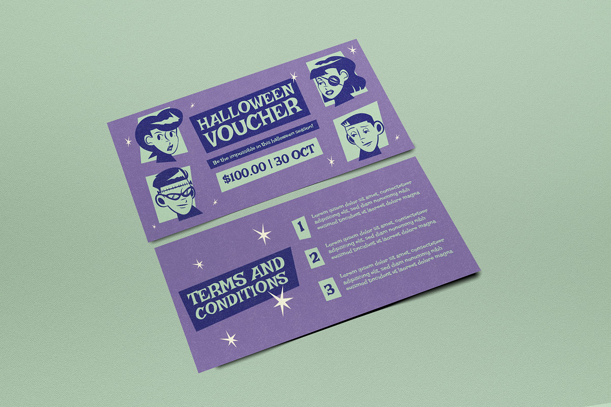 Purple Halloween Sale Voucher, a Card Template by graphicook (Photo 2 of 3)