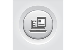 Landing Page Icon. Grey Button Design.