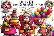 Quirky Birthday old woman clipart, an Illustration by Libby Wishes (Thumbnail 1 of 7)
