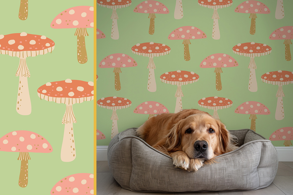 Woodland Mushrooms pattern & clipart, a Seasonal Illustration by Carpet Tapete Pretzel (Photo 6 of 13)